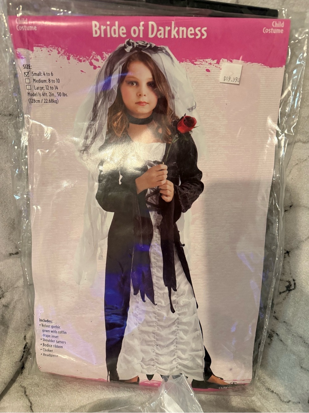 Bride of Darkness Kids Costume - Black and White Gothic Dress with Veil